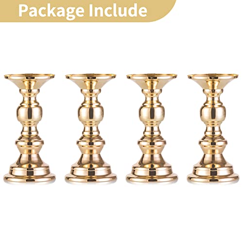 Miniatura 6 de Nuptio Candelero Columnario Del Hierro, Candelero Decorativo De Mesa Para Boda Fiesta Cumpleaños, Artículo Para La Cena A Las Velas, Candelero Retro Para Hogar Ajuste 50mm Dia Vela 15cm H, 4 Pcs