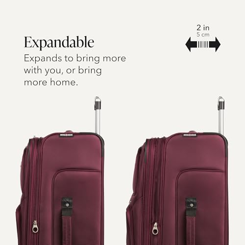 Image of SWISSGEAR Sion Softside Expandable Spinner Luggage Durable Lightweight Travel Suitcase, Merlot, Checked-Large