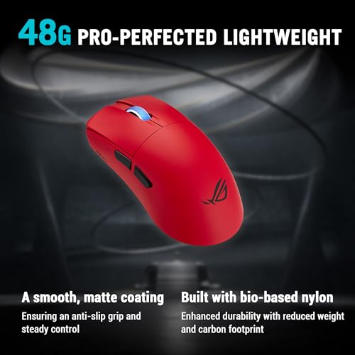 Image of ASUS ROG Harpe II Ace Wireless Esports Gaming Mouse - Pro-Tested, Right-Handed, 48g Lightweight, Tri-Mode Connectivity, 42K DPI, 8K Polling, 101Hr Battery, Web-Based Tool, PC /Mac Support - Lava Red