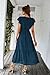 Awemeal Kleid Damen Sommer Elegant V-Ausschnitt Kurzarm Lang Sommerkleid Boho Blumenkleid mit Gürtel Rüschen Saum Wickelkleid Strandkleid A Linie Fließend Maxikleid （S, See Blau）