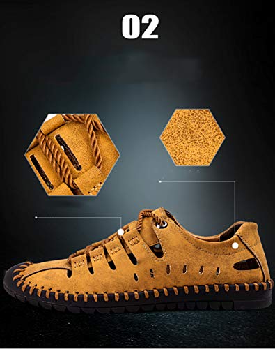 Veslexth Men's Breathable Adjustable Closed Toe Sandals Leather Athletic Outdoor Driving Fisherman for Summer Hiking Sports Business Walking Work Shoes4