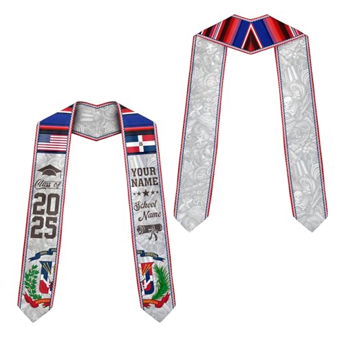 MonkeyVan Custom Dominican Flag Graduation Sash 2025, Dominican Graduation Stole, Dominican Republic Grad Sash Class Of 2025 Dmnc 11