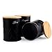 Fasmov 3 Pack Kitchen Canister Set, Coffee, Sugar, and Tea Storage Container Jars with Bamboo Lids for storing Sugar, Coffee and Tea, Black