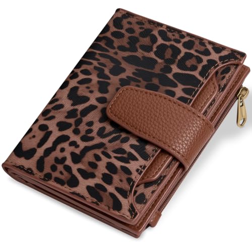 Image of Airkit Small Wallet Women RFID Blocking Soft Leather Bifold Compact Card Holder Wallet for Women with Zipper Coin Pocket 4 ID Window