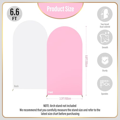 LEBENGURU 6.6FT Arch Backdrop Cover, Light Pink & White Spandex by LEBENGURU - Used condition - Image 6