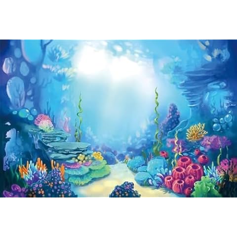 Yeele 10x8ft Under The Sea Backdrop for Photography Wonderland Underwater Background for Kids Children Birthday Party Ocean Theme Baby Shower Photo Booth Studio Decorations Cake Table Banner Vinyl Cover