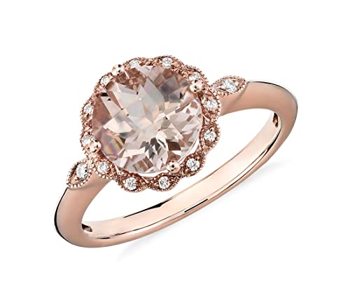 Bague Halo plaquée Or Rose 14K éclatant et morganite CZ pour une élégance raffinée au quotidien