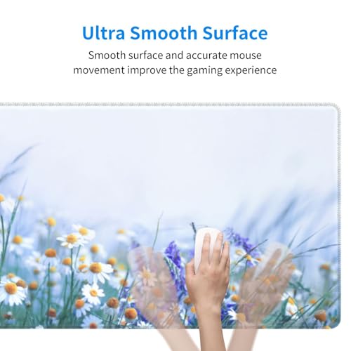 Image of Butterfly Large Gaming Mouse Pad, Extended Floral Mousepad, Big Long Flower Mouse Mat for Keyboard, Computer, (Purple, 31.5 * 11.8 in)