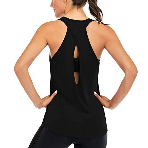 Superora D颡rdeur de Sport Femme Tank Top Gilet T-Shirts ࠄos Ouvert sans Manches pour Running Fitness,XL,Noir