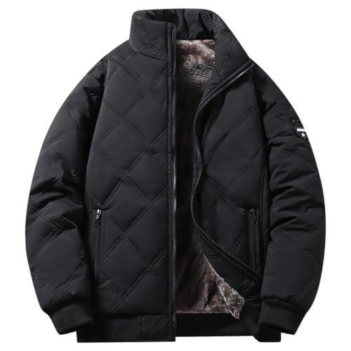 [Ｋａｙｉｙａｓｕ] ダウンジャケット メンズ ジャケット アウター ジャンパー ブルゾン 大きいサイズ 中綿 立ち襟 裏起毛 アウター アウトドア 作業 防寒 軽量 無地 暖かい 秋 冬 カジュアル(S ブラック)