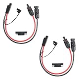 Jienk 2Pcs 1FT 10AWG Solar Panel Connector Cable, SAE to MC-4 Male Female Adapter PV Extension Cable with SAE Polarity Reverse Adapter for RV Caravan Solar Panel Battery Charger