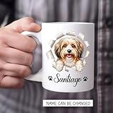 BigTees Personalized Havanese Lovers White Coffee Cups, Havanese Ceramic Mug Gift for Dad Mom Pet Owner, Customized Dog Peeking Accent Mug, Dog Breaking Through Wall Cup 11oz 15oz, Pet Porcelain Mugs