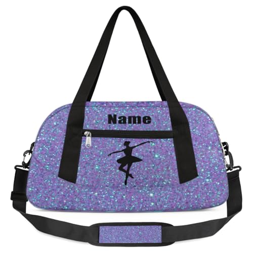 Custom Name Kids Duffle Bag Personalized Text Ballet Dance Gym Sports Bag Waterproof Overnight Weekender Cheer Travel Workout Duffel Bag Carry On Bag for Little Boys Girls Teen Gifts