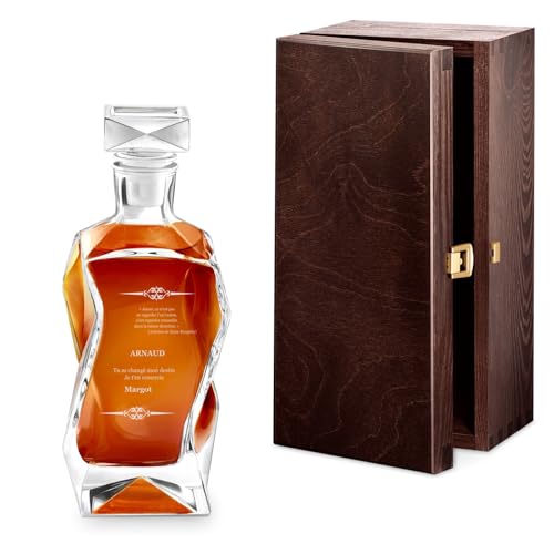 Maverton Décanteur à Whisky gravé, Carafe en verre, Cadeau pour chaque homme - avec personnalisation - Merci