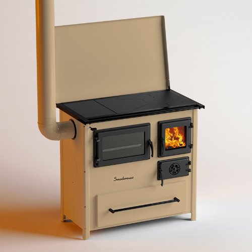 Festbrennstoff- Herd Trend- Ausführung: creme links