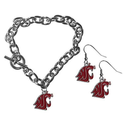 NCAA Siskiyou Sports Womens Washington State Cougars Chain Bracelet and Dangle Earring Set One Size Team Color