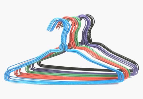 40PCS Heavy Duty Wire Hangers, 13 Gauge Galvanized Steel Clothes Hangers with Non-Slip Plastic Coating, Space Saving Metal Coat Hangers for Closet, Dorm, Laundry & School Locker, Assorted Colors