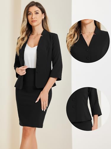 Chic & Versatile Black Blazer and Skirt Set for Women - Image 2