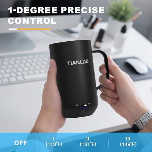Self Heating Coffee Mug, 18oz Temperature Control Smart Mug, 180 Min Battery Life - Hot up to 149℉ Temperature Control Coffee Mug Warmer, Christmas Gifts for Women and Men.（Black） by TIANLDD - Image 5
