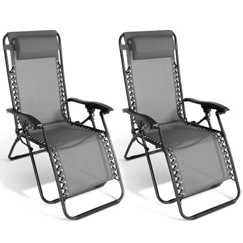 IDMarket - Lot de 2 fauteuils de Jardin inclinables Relax Grand Confort Gris Anthracite