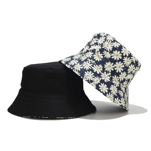 Image of Daisy Floral Print Bucket Hat for Women Men,Travel Sun Beach Cap,Unisex Fishing Outdoor Boonie
