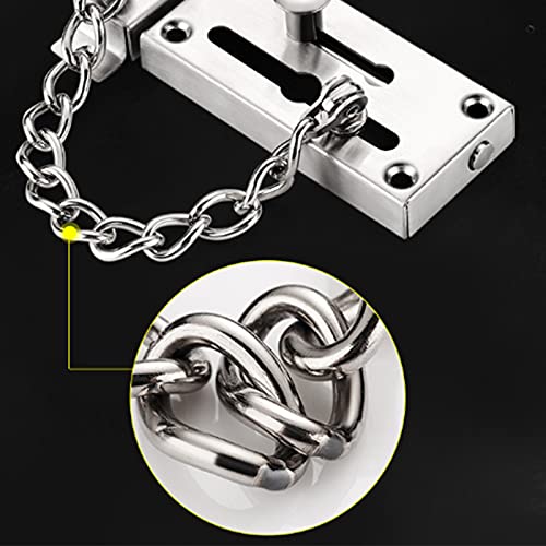 Door Chain Lock, Door Lock Latch With Anti-Theft Chain, Chain Door Guard With Slide Lock, Barrel Bolt, Heavy Duty Thickened Stainless Steel Slide Latch Lock With 6Pcs Screws (Silver), New Upgraded #TOP3