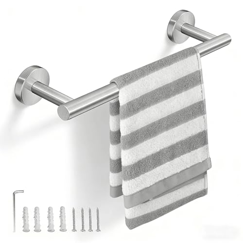 ZXShow Toalleros de Baño 40CM Toalleros de Barra Acero Inoxidable Cocina Toallero Barra Toallero Montado en la Pared con Tornillos para Baño y Cocina Plata