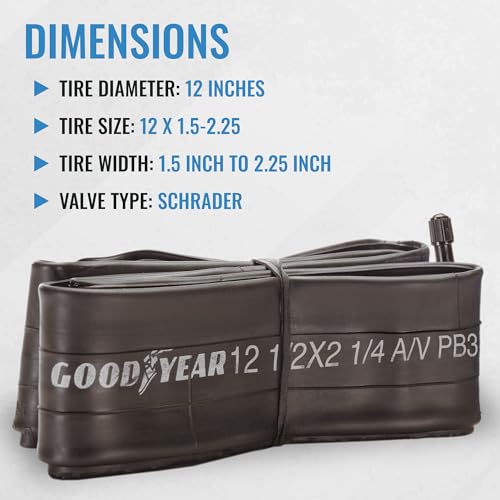 image for Goodyear Bicycle Tube, 12 X 1.5/2.25 - 12-inch Bike Tube with Butyl Ru