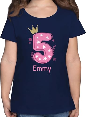 T-Shirt Mädchen - 5. Geburtstag - 5 mit Name - 104 (3/4 Jahre) -...