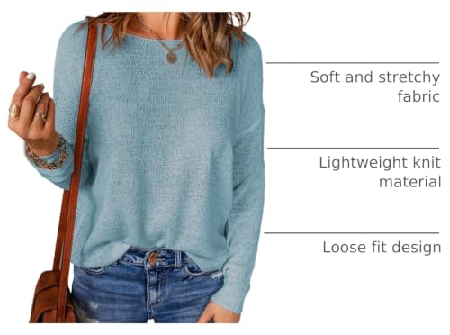 Image of Acelitt Womens Casual Lightweight Long Sleeve Crewneck Knit Shirts Tops, S-XXL