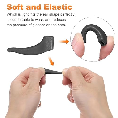 Image of Obtheleg Anti-Slip Silicone Eyeglass Ear Grips (4 Pairs) | Comfortable soft glasses ear hooks, non-slip temple tips retainer holders for sunglasses and spectacles.