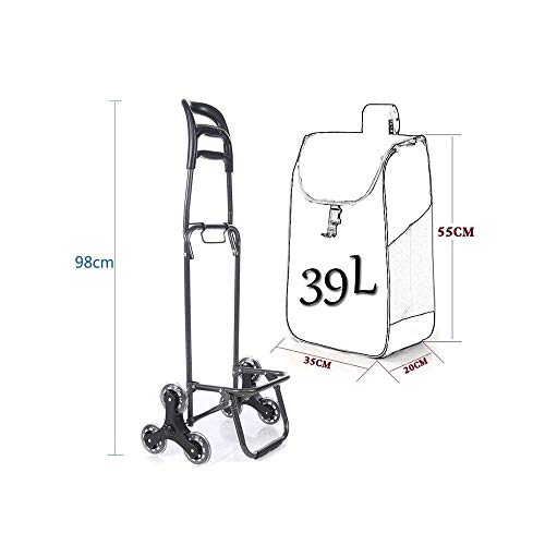 Faltbarer Einkaufstrolley für Treppenklettern, Einkaufstrolley mit 6 Rädern, Einkaufswagen, für wasserdicht/abnehmbare… – Bild 5