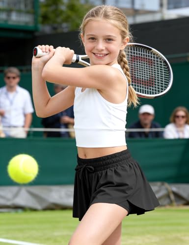 Image of KEREDA Girls Flowy Shorts,Youth /Toddler Butterfly Shorts with Spandex Liner 2-in-1 for Running,Sports,Athletic,Fitness,Tennis