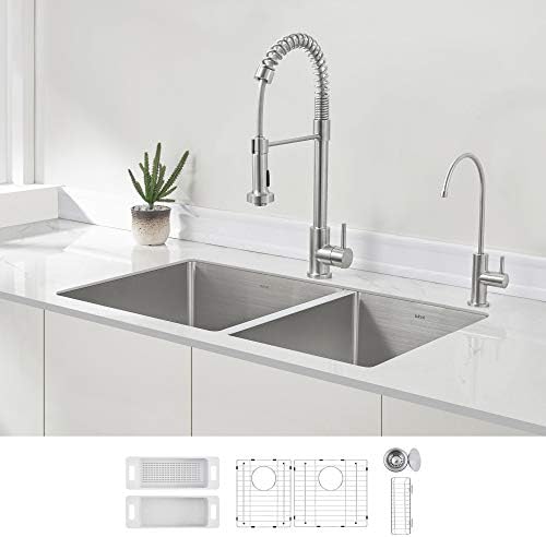 ZUHNE 32-Inch Stainless Steel Undermount Kitchen Sink Double Bowl 16 Gauge (60/40)