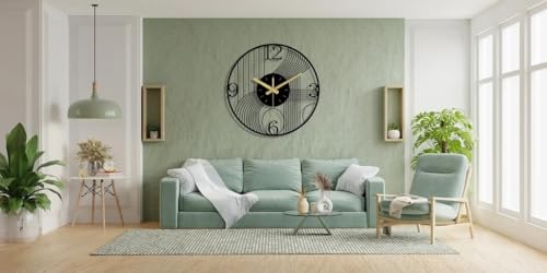 Image of Wall Clock Stylish Metal Analog Wall Clock for Living Room, Bedroom, Office, Kitchen, Home and Hall | Antique Fancy Big Size Modern Wall Watch (Black(DA-89), 40 CM)