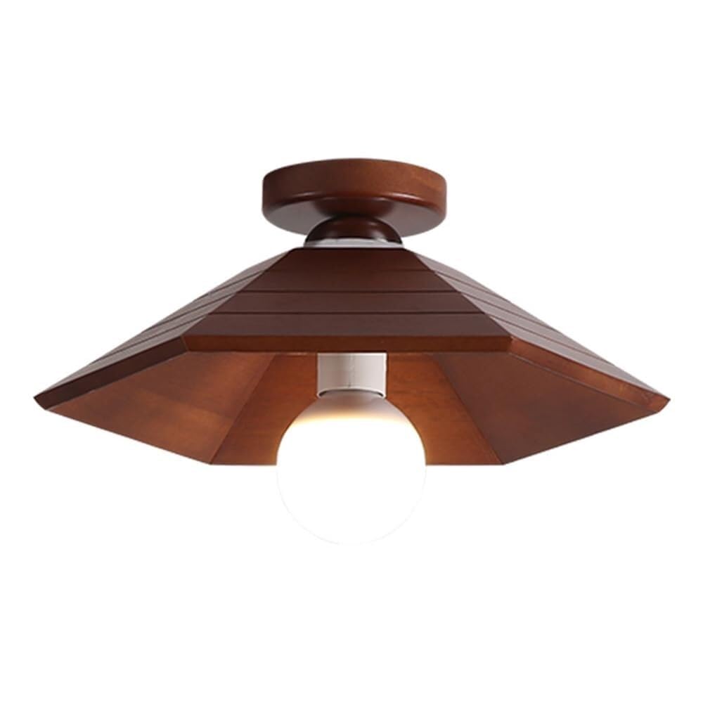 Lámpara de techo retro E27 en madera maciza semiempotrada para salón y dormitorio