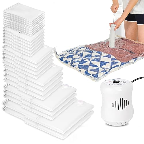 Yeahhome 30 Combo Space Saver Bags Electric/Hand Pumps vacuum storage bags for Comforters, Blankets, Clothes, Pillows, Travel & Moving Reusable