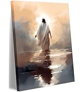 Jesus God Walking on Water Religious Wall Art Pictures Posters The Living Christ Bible Art Canvas...