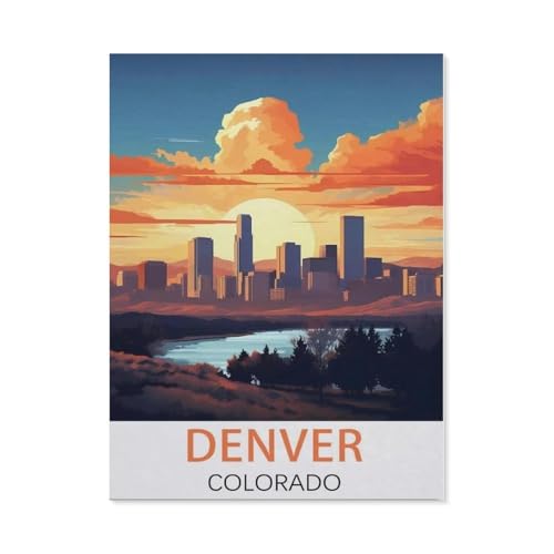 Denver Colorado Vintage Travel Poster，Metal Tin Sign,For Farmhouse Home Bathroom Garage Cafe Office Kitchen Restaurant Man Cave Vintage Art Wall Decor Poster(30x40cm）12x16 inch-AI65