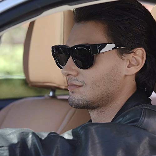 Caxman Oversized Fits Over Sunglasses Mirrored Polarized Lens For Prescription Glasses With Soft Pu Case, Black Frame Black Lens, Size 55Mm #TOP4