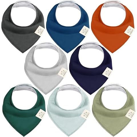 KeaBabies 8-Pack Organic Baby Bandana Drool Bibs for Boys Girls - Soft Cotton Drooling & Teething Bibs for Infants, Toddlers, Super Absorbent Cotton Bandana Bibs for Baby Boy & Girl, Unisex (Hunter) Cover