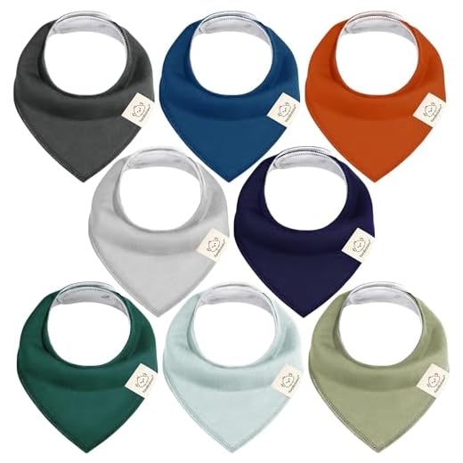 KeaBabies 8-Pack Organic Baby Bandana Drool Bibs for Boys Girls - Soft Cotton Drooling & Teething Bibs for Infants, Toddlers, Super Absorbent Cotton Bandana Bibs for Baby Boy & Girl, Unisex (Hunter)
