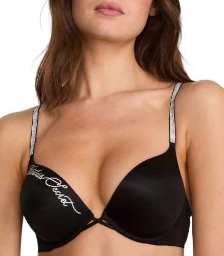 Victoria's Secret Very Sexy Bombshell Shine Strap Push-Up Bra, Black Script, 38C