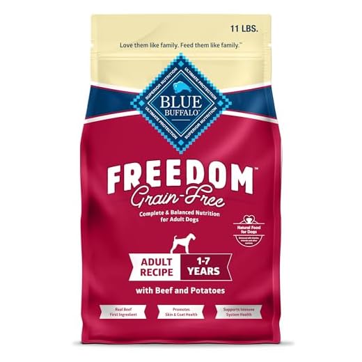Blue Buffalo Freedom Grain-Free Dry Dog Food, Complete & Balanced Nutrition for Adult Dogs, Made in the USA with Natural Ingredients, Beef & Potatoes, 11-lb Bag