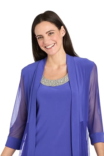 Image of R&M Richards Women's Petite Glitter Trim Jacket Dress
