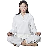 Uniforme de Tai Chi Unisex Traje de Taichi elástico de Seda de algodón Tradicional Chino Ejercicio de Tai Chi Traje de Entrenamiento de Taekwondo Wing Chun Meditación Zen Ropa de Yoga Marrón-Medio
