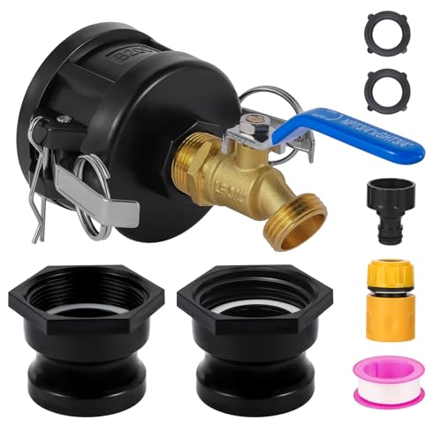 IBC Tote Hose Adapter 2 Cam Lock Fittings for 275-330 Gallon IBC Tote Tank 2 Fine and Coarse Groove 3/4 Male NPT Inlet 3/4 Male GHT Brass Hose Faucet Garden Hose Connector
