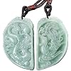 Jade Dragon and Phoenix Couple Necklace,Green Jade Dragon and Phoenix Double Necklace,Amulet Talisman Necklace(Set of 2,Certificate)