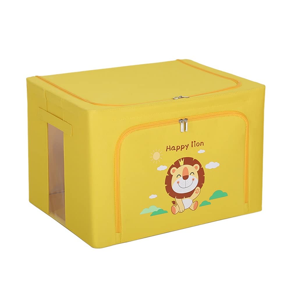 ETRGFTHU Clothes Storage Box Cartoon Oxford Cloth Household Foldable Organizer Wardrobe Sundries Storage Environmentally Friendly and Sturdy(Yellow)