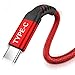 USB Type C Cable, AkoaDa 3-Pack (1/3.3/6.6ft) USB to USB C Cable Nylon Braided Fast Charger Cord Compatible Samsung Galaxy S8 S9 S10 Plus Note 8 9,Google Pixel 2 XL,LG G5 G6 V20, Moto Z Z2(Red)
